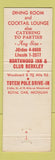 Matchbook Cover - Club Berkley Northwood Inn Royal Oak Berkley MI
