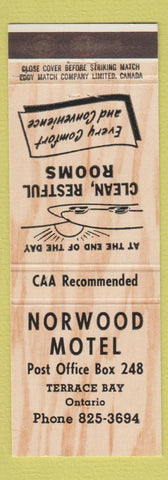 Matchbook Cover - Norwood Motel Terrace Bay ON