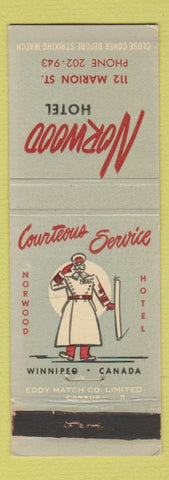 Matchbook Cover - Norwood Hotel Winnipeg MB WEAR