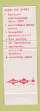 Matchbook Cover - Hotel Syracuse NY Northway Inn