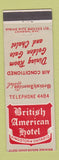 Matchbook Cover - British American Hotel Kingston ON
