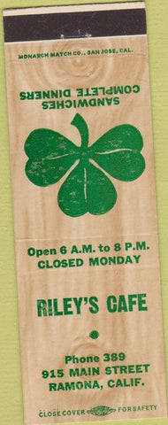 Matchbook Cover - Riley's Cafe Ramona CA
