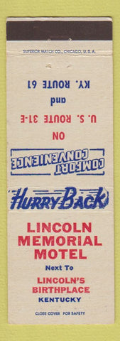 Matchbook Cover - Lincoln Memorial Motel Hodgenville KY