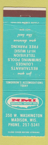 Matchbook Cover - National Motor Inn Madison WI WEAR