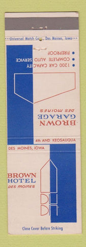 Matchbook Cover - Brown Hotel Des Moines IA