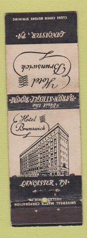 Matchbook Cover - Hotel Brunswick Lancaster PA WEAR