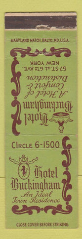 Matchbook Cover - Hotel Buckingham New York City