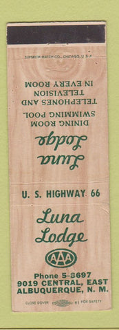 Matchbook Cover - Luna Lodge Albuquerque NM Route 66