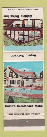 Matchbook Cover - Guido's Crestahaus Motel Swiss Inn Aspen Colorado