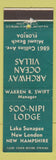 Matchbook Cover Archway Ocean Villas Miami Beach FL Soo Nipi Lodge New London NH