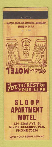 Matchbook Cover - Sloop Apartment Motel St Petersburg FL