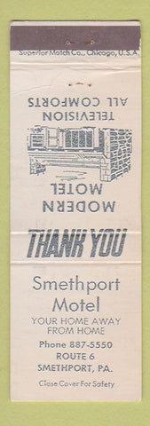 Matchbook Cover - Smethport Motel PA WEAR