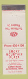 Matchbook Cover - Smoky Mountain Plaza Gatlinburg TN