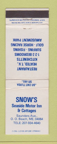 Matchbook Cover - Snow's Seaside Motor Inn Old Orchard Beach ME