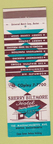 Matchbook Cover - Sherry Biltmore Hotel Boston MA