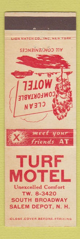 Matchbook Cover - Turf Motel Salem Depot NH