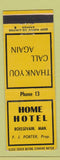 Matchbook Cover - Home Hotel Boissevain MB