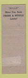 Matchbook Cover - Home Hotel Boissevain MB