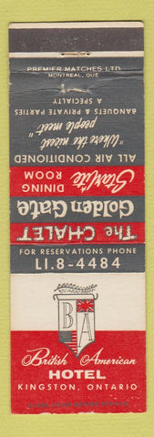Matchbook Cover - British American Hotel Kingston ON