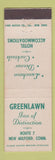 Matchbook Cover - Greenlawn Inn New Milford CT