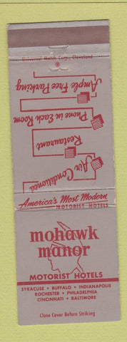 Matchbook Cover - Mohawk Manor Motor Hotels Buffalo Syracuse Rochester NY