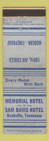 Matchbook Cover - Memorial Hotel Sam Davis Hotel Nashville TN