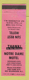 Matchbook Cover - Notre Dame Motel North Wildwood NJ Sun Rest Motel