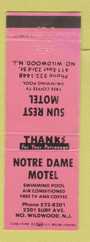 Matchbook Cover - Notre Dame Motel North Wildwood NJ Sun Rest Motel