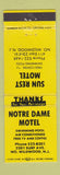 Matchbook Cover - Notre Dame Motel North Wildwood NJ Sun Rest Motel WEAR