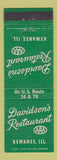 Matchbook Cover - Davidson's Restaurant Kewanee IL