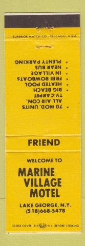 Matchbook Cover - Marine Village Motel Lake George NY YELLOW