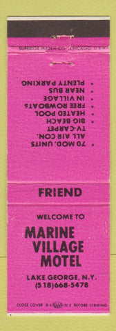 Matchbook Cover - Marine Village Motel Lake George NY PINK