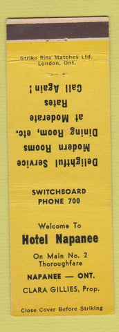 Matchbook Cover - Hotel Napanee ON