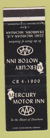 Matchbook Cover - Mercury Motor Inn Dearborn MI
