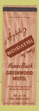 Matchbook Cover - Greenwood Motel Greenville ME