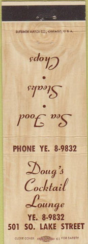 Matchbook Cover - Doug's Cocktail Lounge NO TOWN