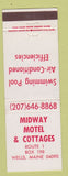 Matchbook Cover - Midway Motel & Cottages Wells ME