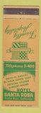 Matchbook Cover - Hotel Santa Rosa CA