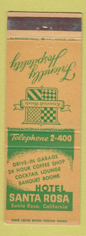 Matchbook Cover - Hotel Santa Rosa CA