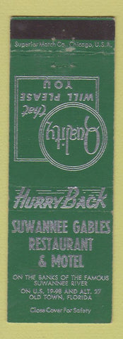 Matchbook Cover - Suwannee Gables Restaurant Motel Old Town FL GREEN