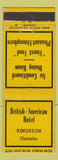Matchbook Cover - British American Hotel Kingston ON YELLOW WEAR