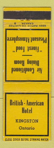 Matchbook Cover - British American Hotel Kingston ON YELLOW WEAR