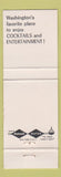 Matchbook Cover - Shoreham Hotel Washington DC WHITE