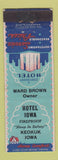 Matchbook Cover - Hotel Iowa Keokuk IA