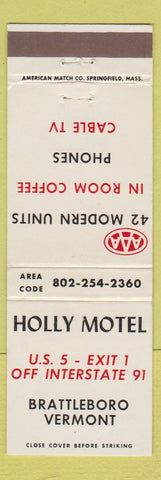 Matchbook Cover - Holly Motel Brattleboro VT