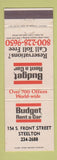 Matchbook Cover - Budget Car Rentals Steelton PA