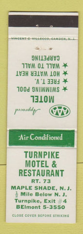 Matchbook Cover - Turnpike Motel Restaurant Maple Shade NJ
