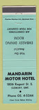 Matchbook Cover - Mandarin Motor Hotel Sudbury ON
