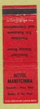 Matchbook Cover - Hotel Manitonna Brockville ON