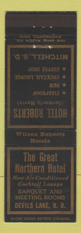 Matchbook Cover - Hotel Roberts Mitchell SD Great Northern Devils Lake ND